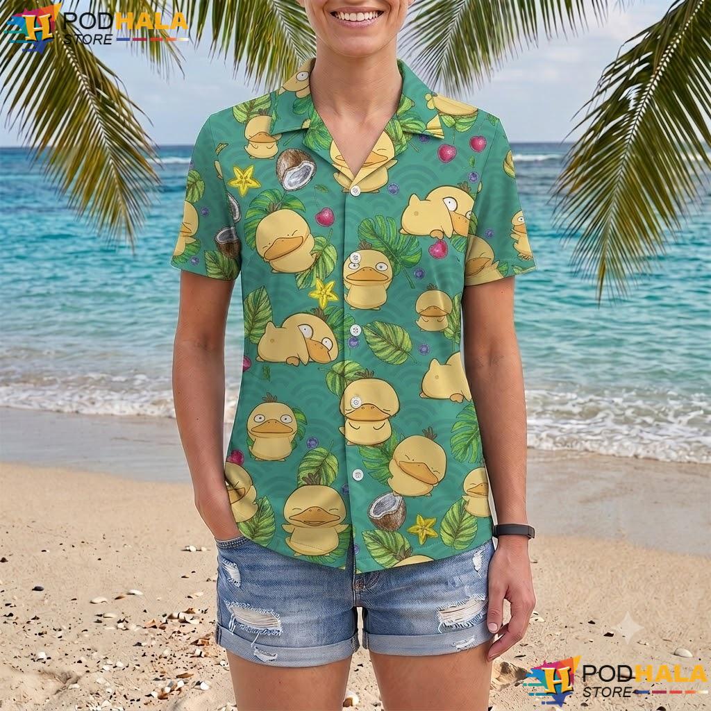 Psyduck Tropical Short-sleeve button-up shirt Funny Summer Beach Vacation Outfit Top Psyduck Tropical Short-sleeve button-up shirt Funny Summer Beach Vacation Outfit Top