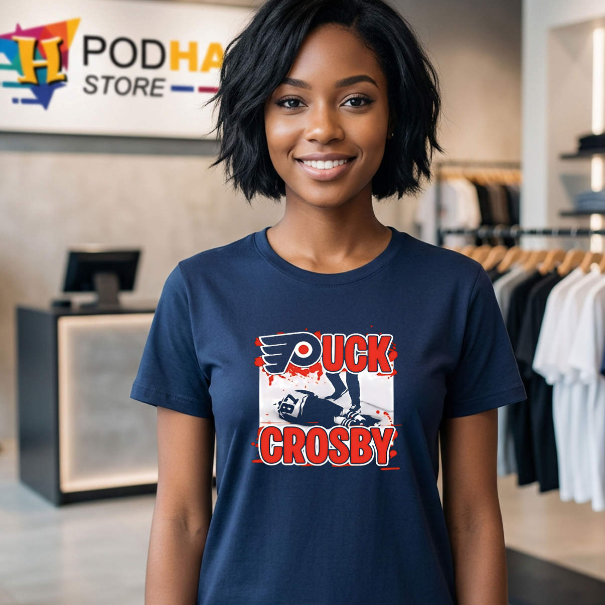 Puck Crosby Philadelphia Flyers Shirt Hockey Sports Fan Graphic Casual Mens
