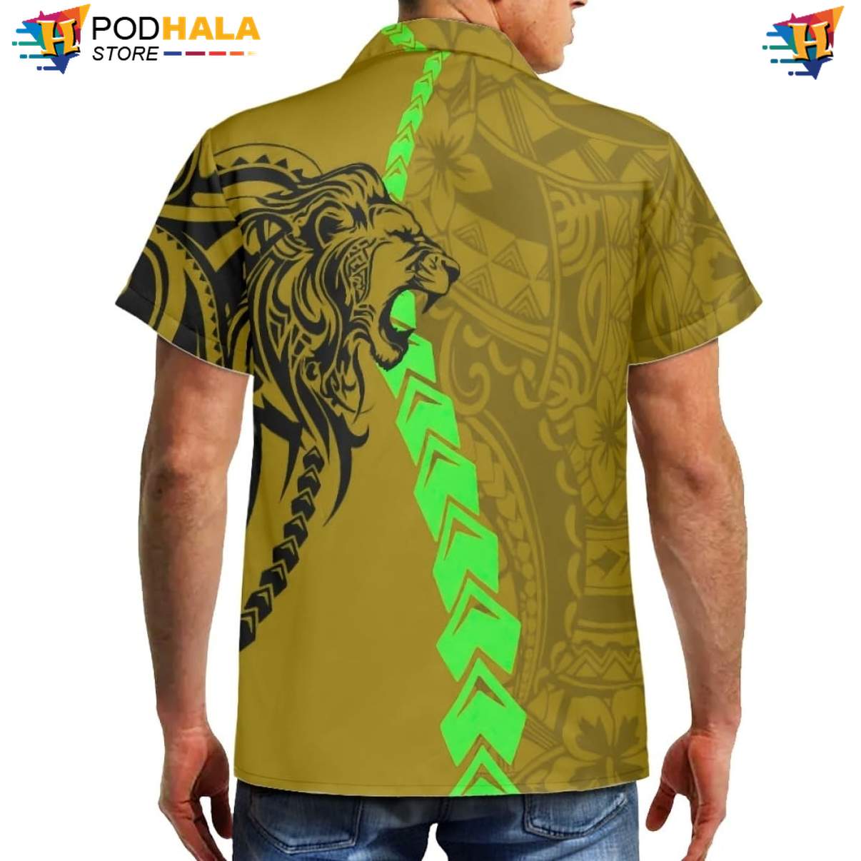Puletasi Tapa Lion Aloha Shirt Mens Polynesian Samoa Beachwear Outfit Puletasi Tapa Lion Aloha Shirt Mens Polynesian Samoa Beachwear Outfit