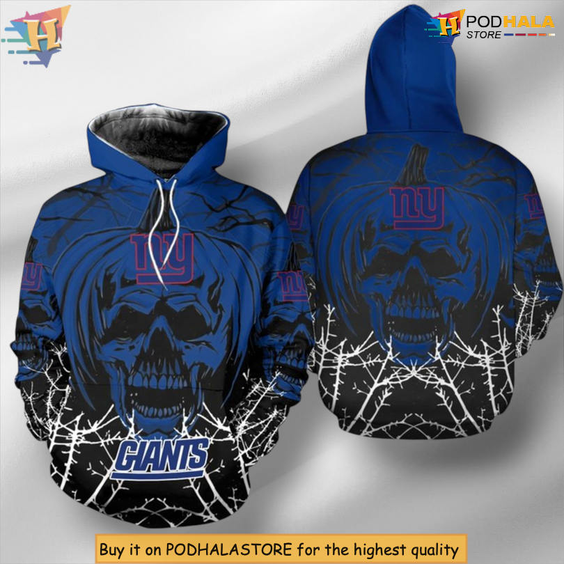 Pumpkin Skull Design Custom Name New York Giants Hoodie Halloween Edition