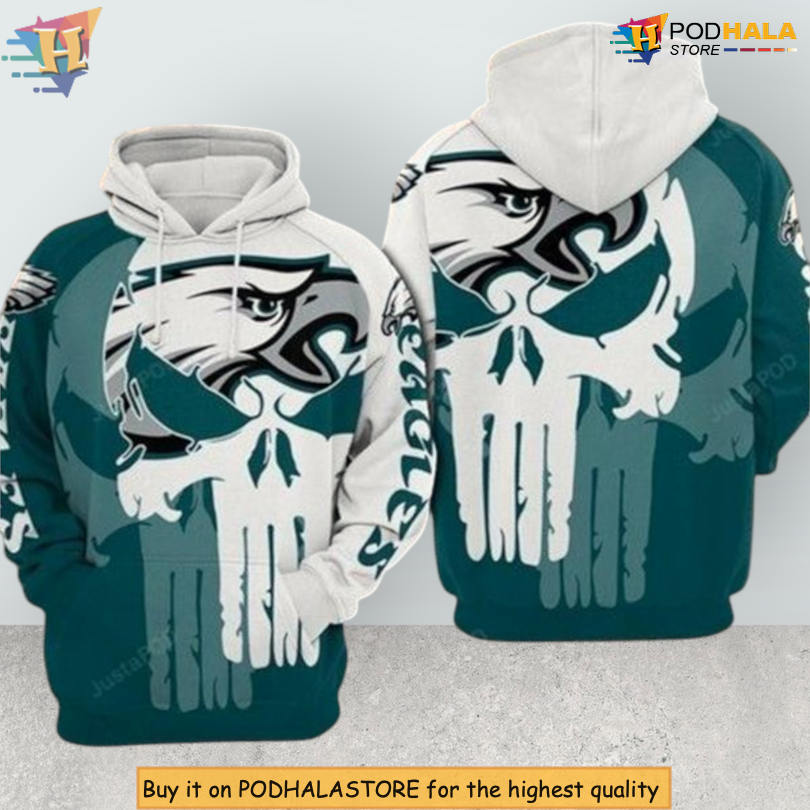 Punisher Blue Graphic Edition Philadelphia Eagles Hoodie 3D NFL Collection