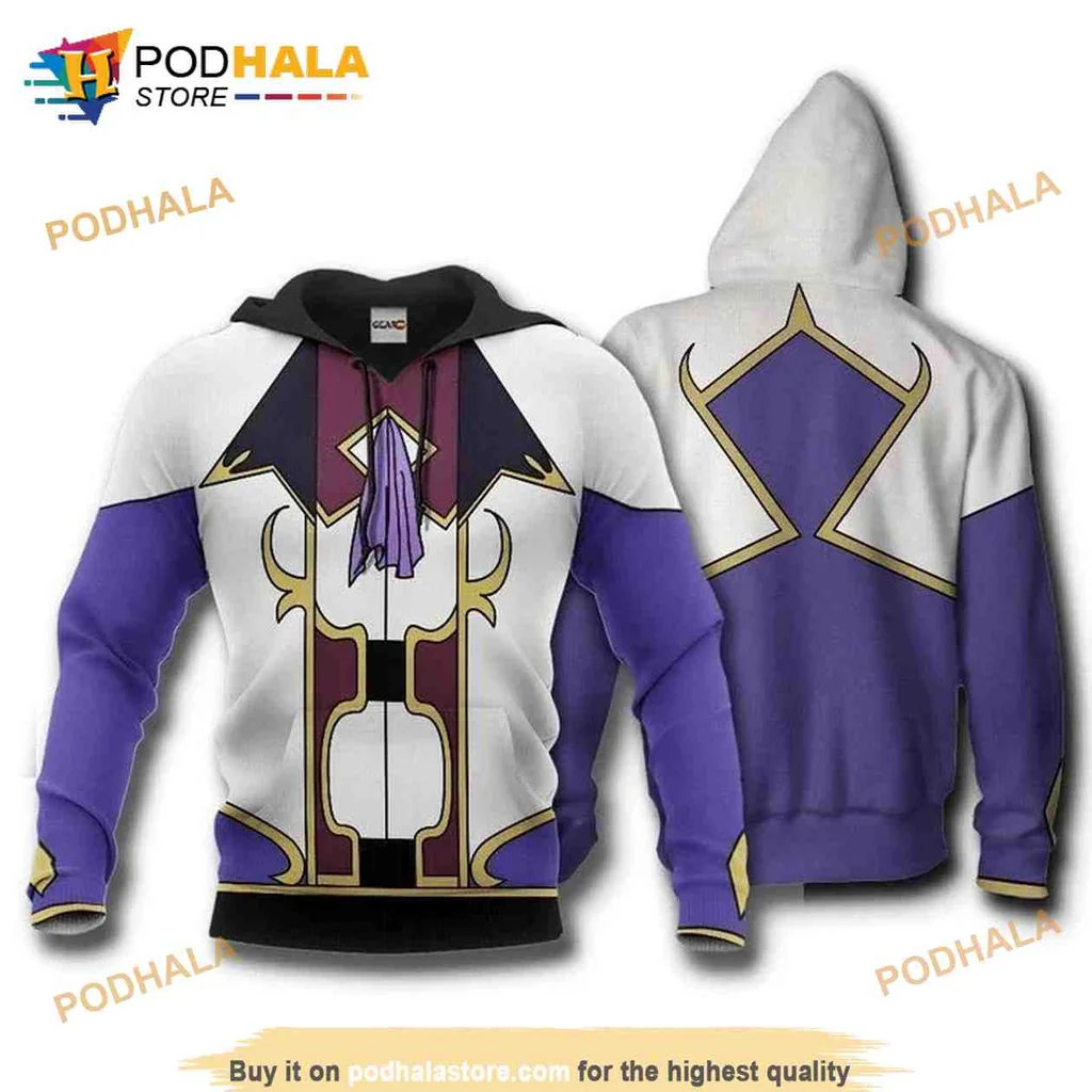 Purple Code Geass Jeremiah Gottwald 3d Hoodie With Armor Design