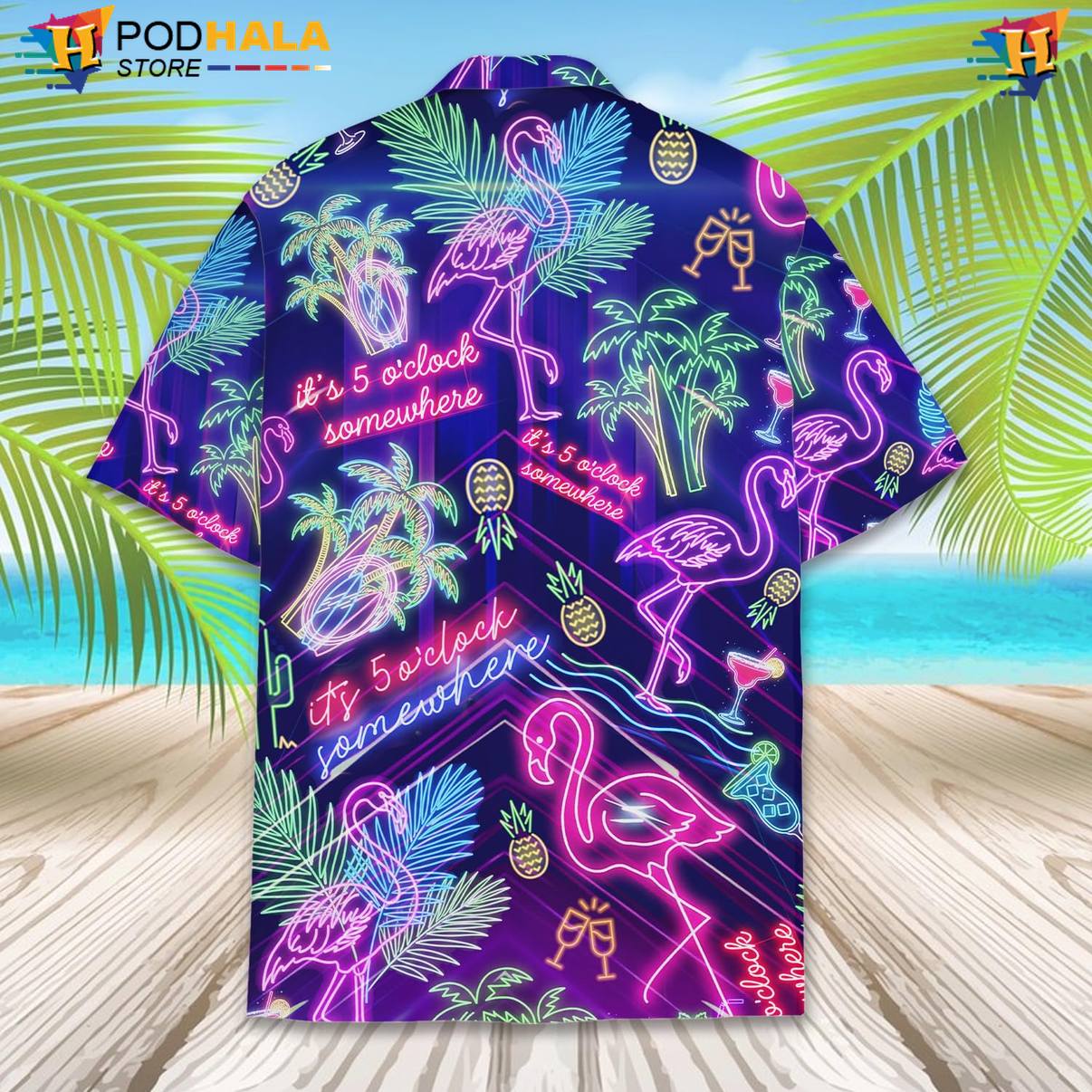 Purple Neon Night Aloha Shirt Mens Short Sleeve Casual Beachwear Top Purple Neon Night Aloha Shirt Mens Short Sleeve Casual Beachwear Top