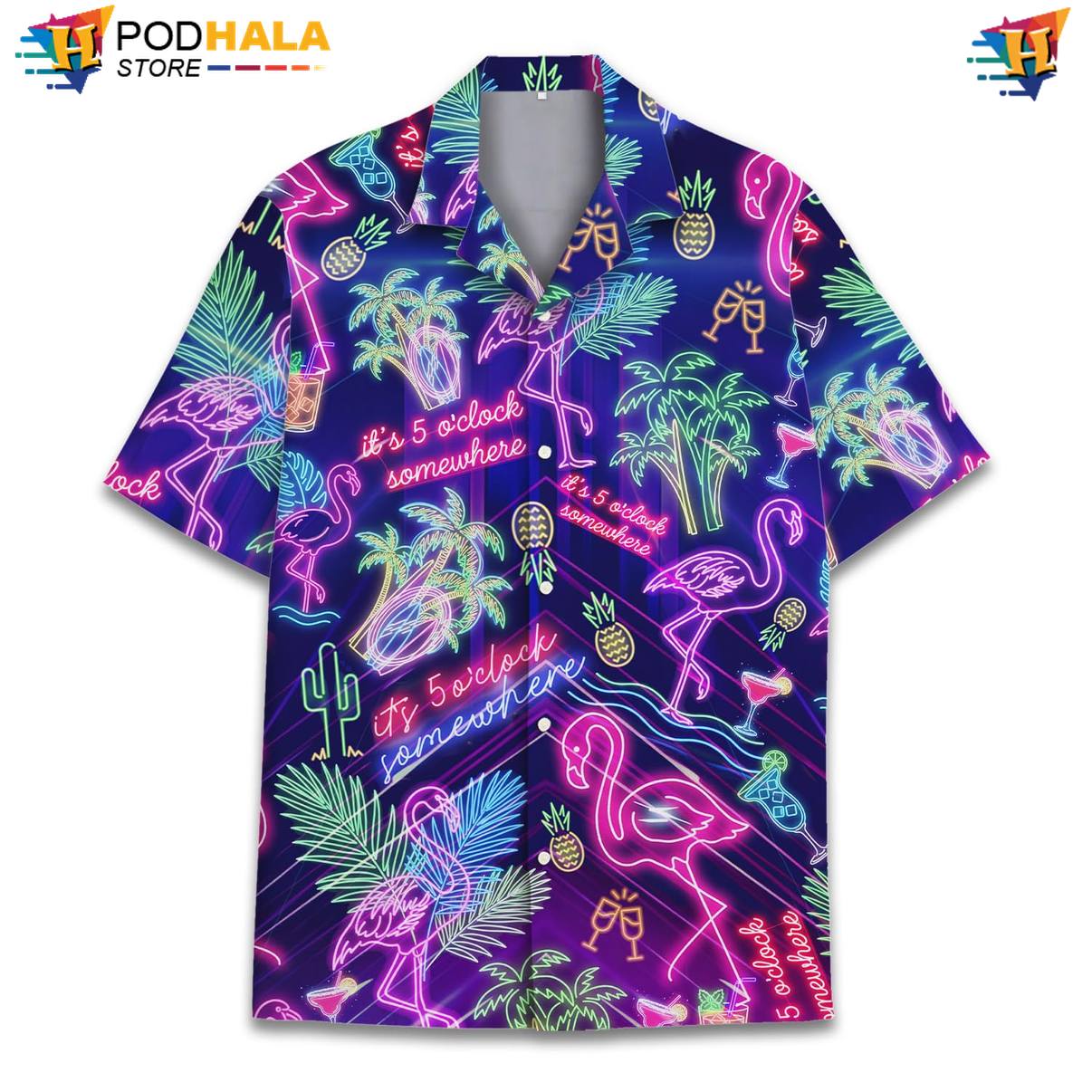 Purple Neon Night Tropical Shirt Mens Short Sleeve Casual Beachwear Top Purple Neon Night Tropical Shirt Mens Short Sleeve Casual Beachwear Top