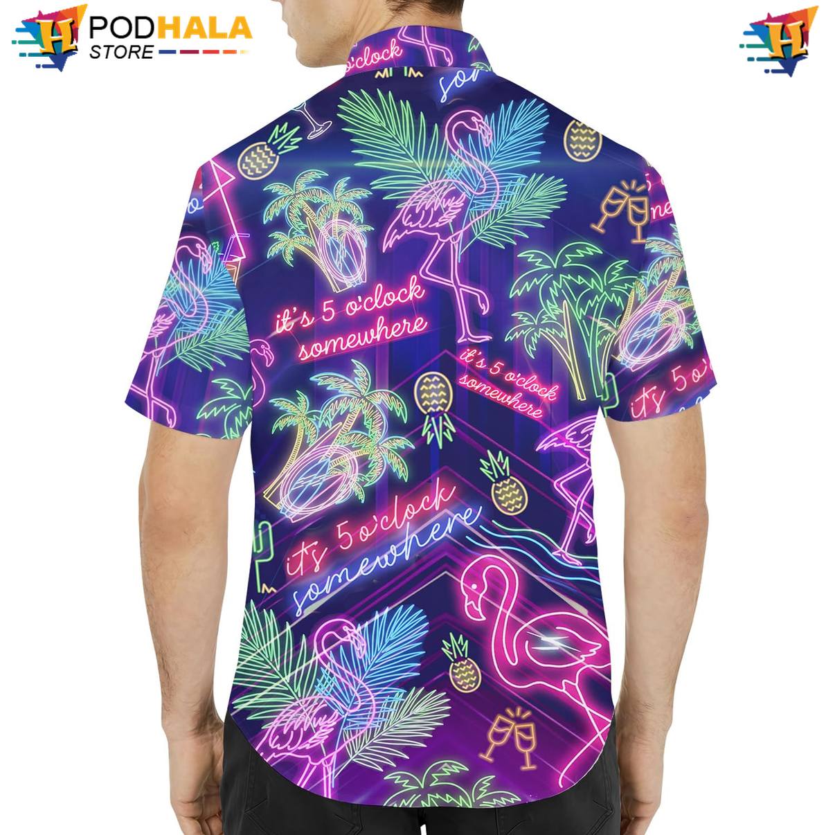 Purple Neon Night Aloha Shirt Mens Short Sleeve Casual Beachwear Top Purple Neon Night Aloha Shirt Mens Short Sleeve Casual Beachwear Top