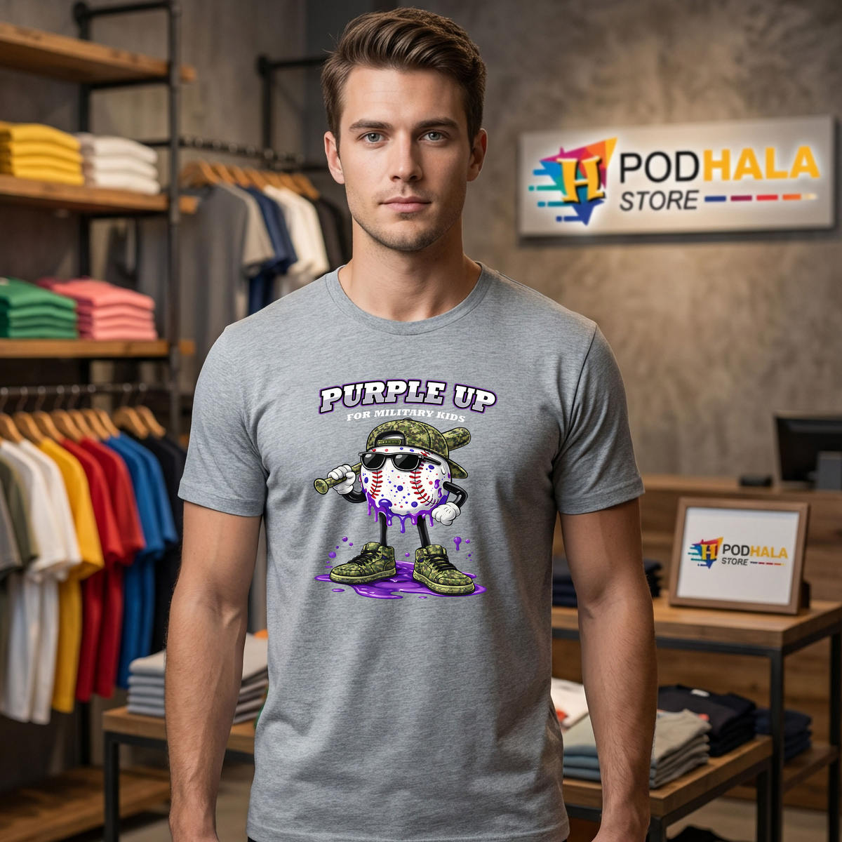 Purple Up Military Kids Shirt 2026 Baseball Boys Support Family Graphic Apparel