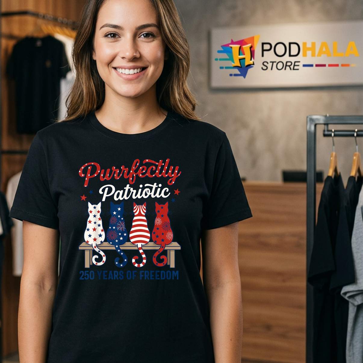 Purrfectly Patriotic Cat Tee Fourth Of July 250 Years Lover Graphic Tee Purrfectly Patriotic Cat Tee Fourth Of July 250 Years Lover Graphic Tee
