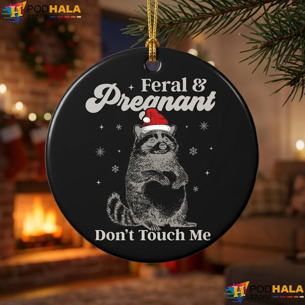 Raccoon Feral Pregnant Xmas Ornament Funny Holiday Decor Gift