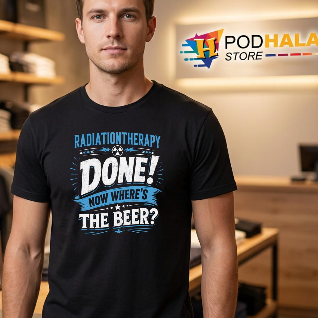 Radiation Therapy Done T-Shirt Now Wheres The Beer Funny Cancer Survivor Top