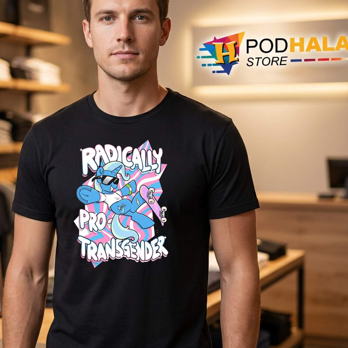 Radically Pro Transgender Unicorn Shirt LGBTQ Pride Graphic Design For Mens