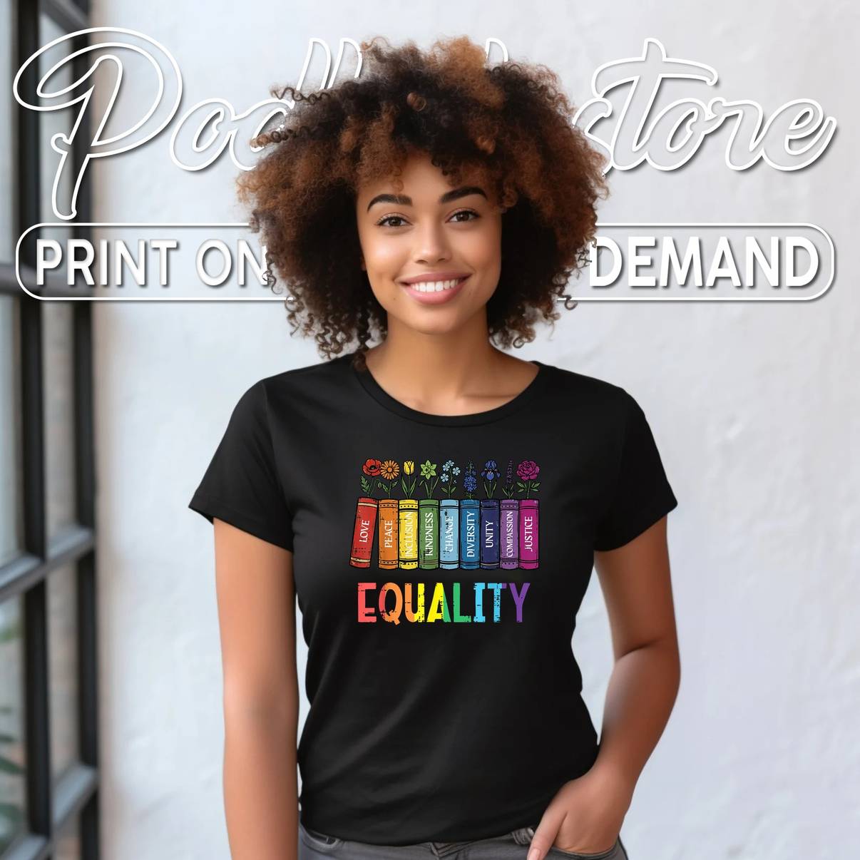 Rainbow Gay Books Flowers Equality Shirt LGBTQ Pride Graphic For Mens
