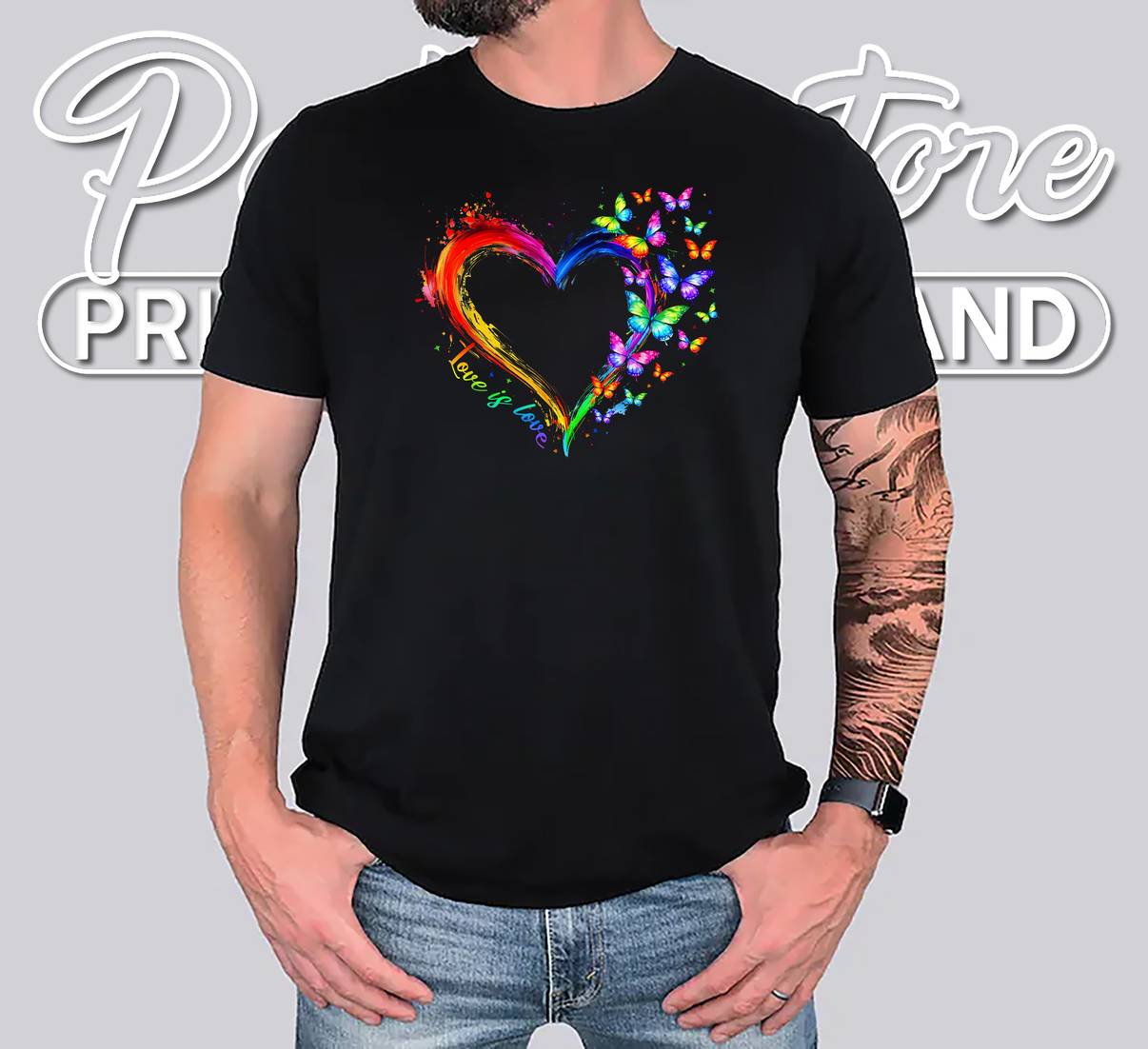 Rainbow Love Is Love LGBT Pride T-Shirt Gay Lesbian Butterfly Heart Mens Rainbow Love Is Love LGBT Pride T-Shirt Gay Lesbian Butterfly Heart Mens