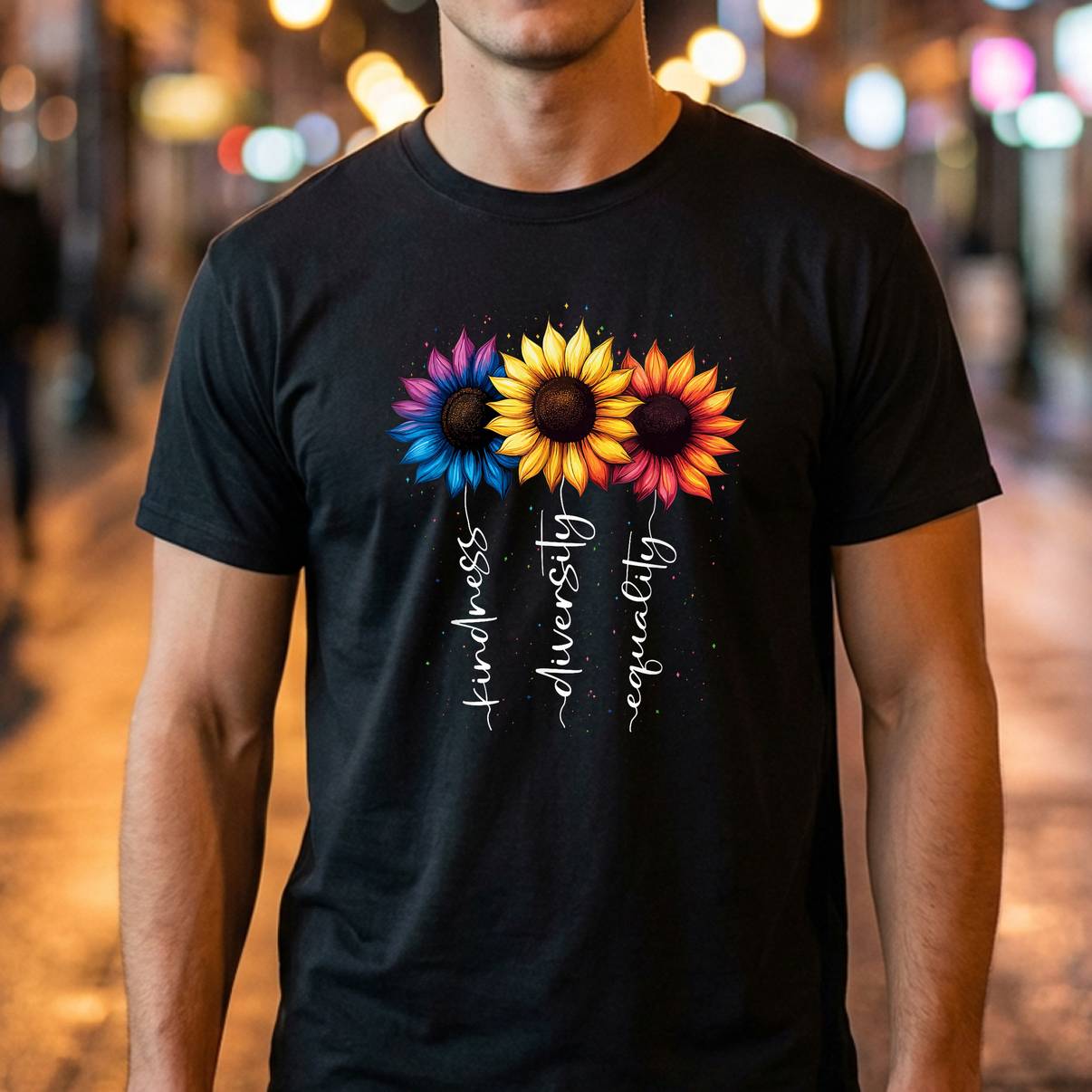 Rainbow Sunflower Be Kind Gay Love Tee LGBTQ Pride Flower Graphic Men Rainbow Sunflower Be Kind Gay Love Tee LGBTQ Pride Flower Graphic Men
