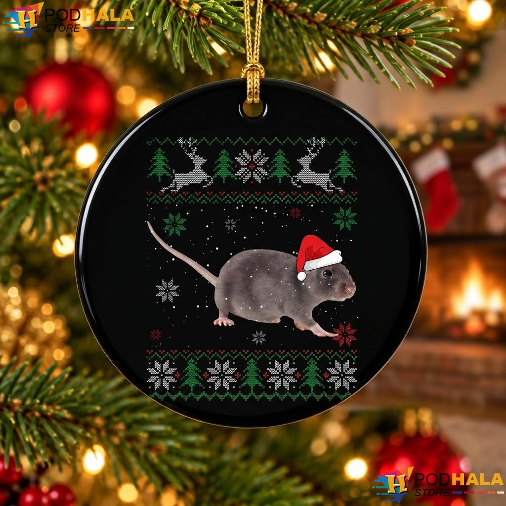 Rat Lover Santa Hat Animals Xmas Ornament Funny Holiday Gift