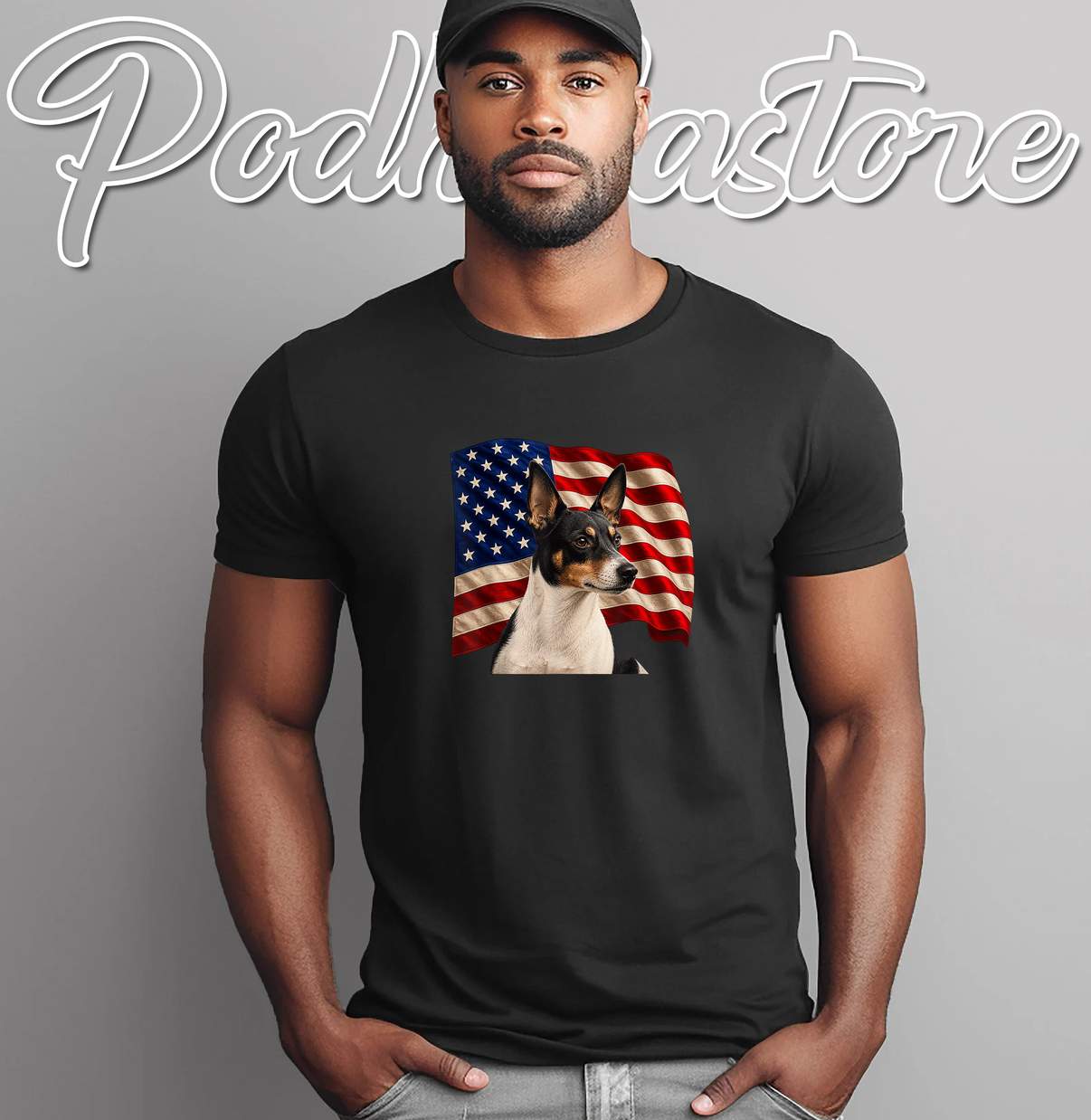 Rat Terrier Dog Patriotic Fourth July Shirt USA Flag Animal Apparel