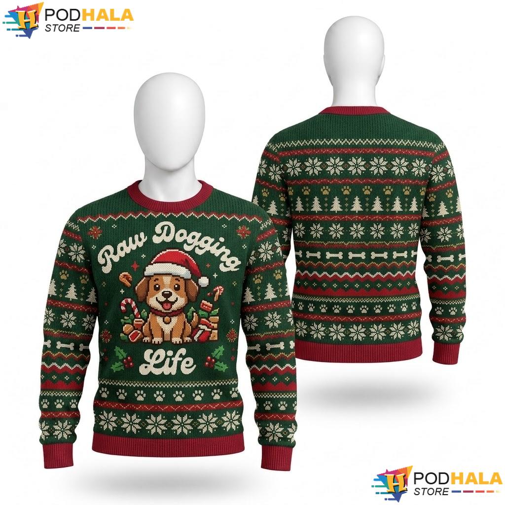 Raw Dogging Life Funny Christmas Sweater Adult Humor Holiday Outfit