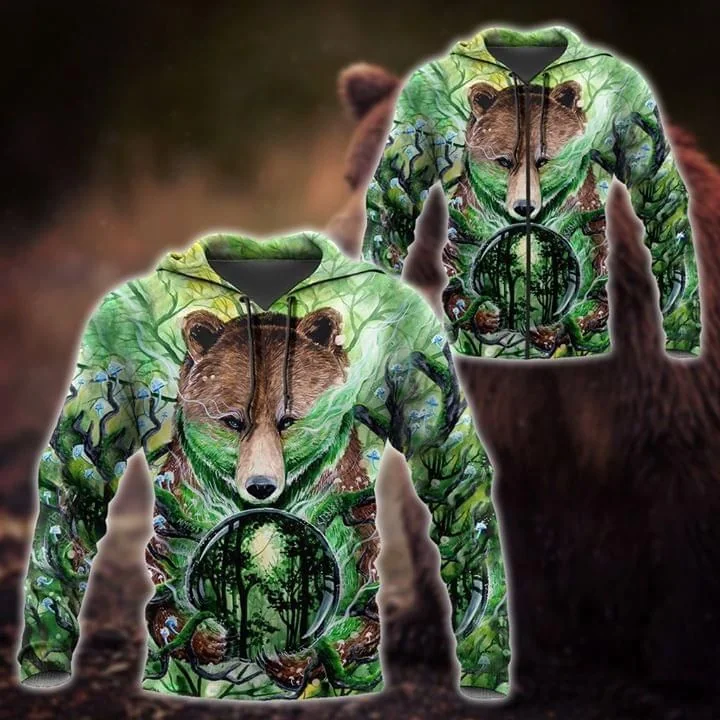 Realistic Bear Forest 3d Hoodie Featuring Stunning Wildlife Design