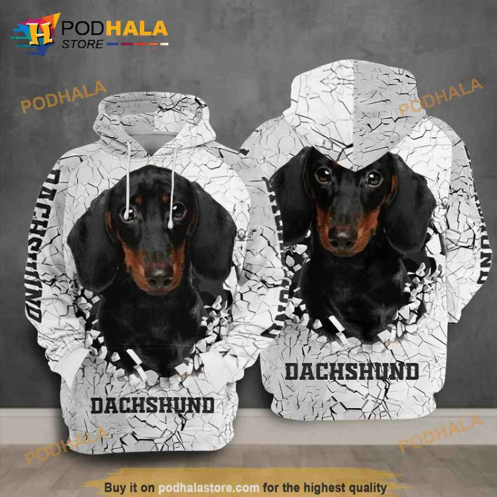 Realistic Dachshund Dog 3d Hoodie With Expressive Face Design