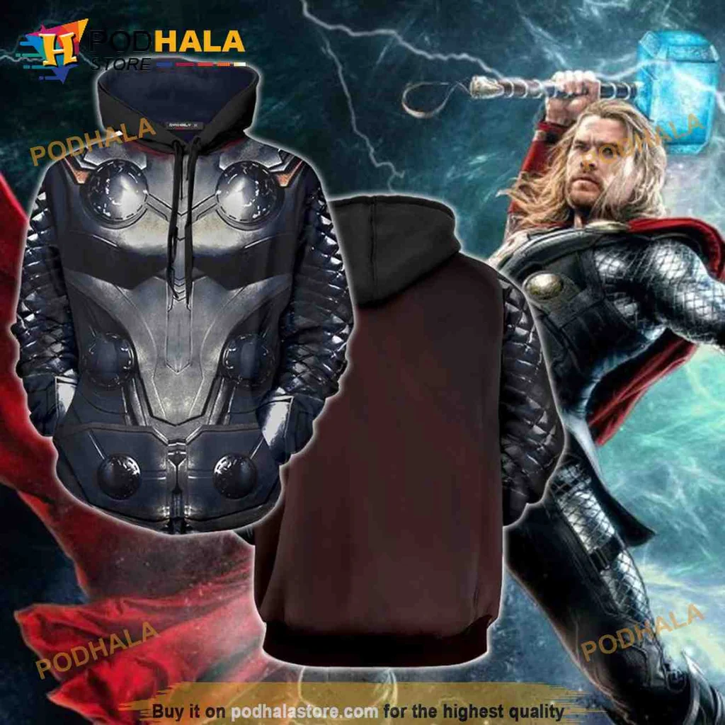 Realistic Thor Armor 3d Hoodie With Dynamic Design And Heroic Colors