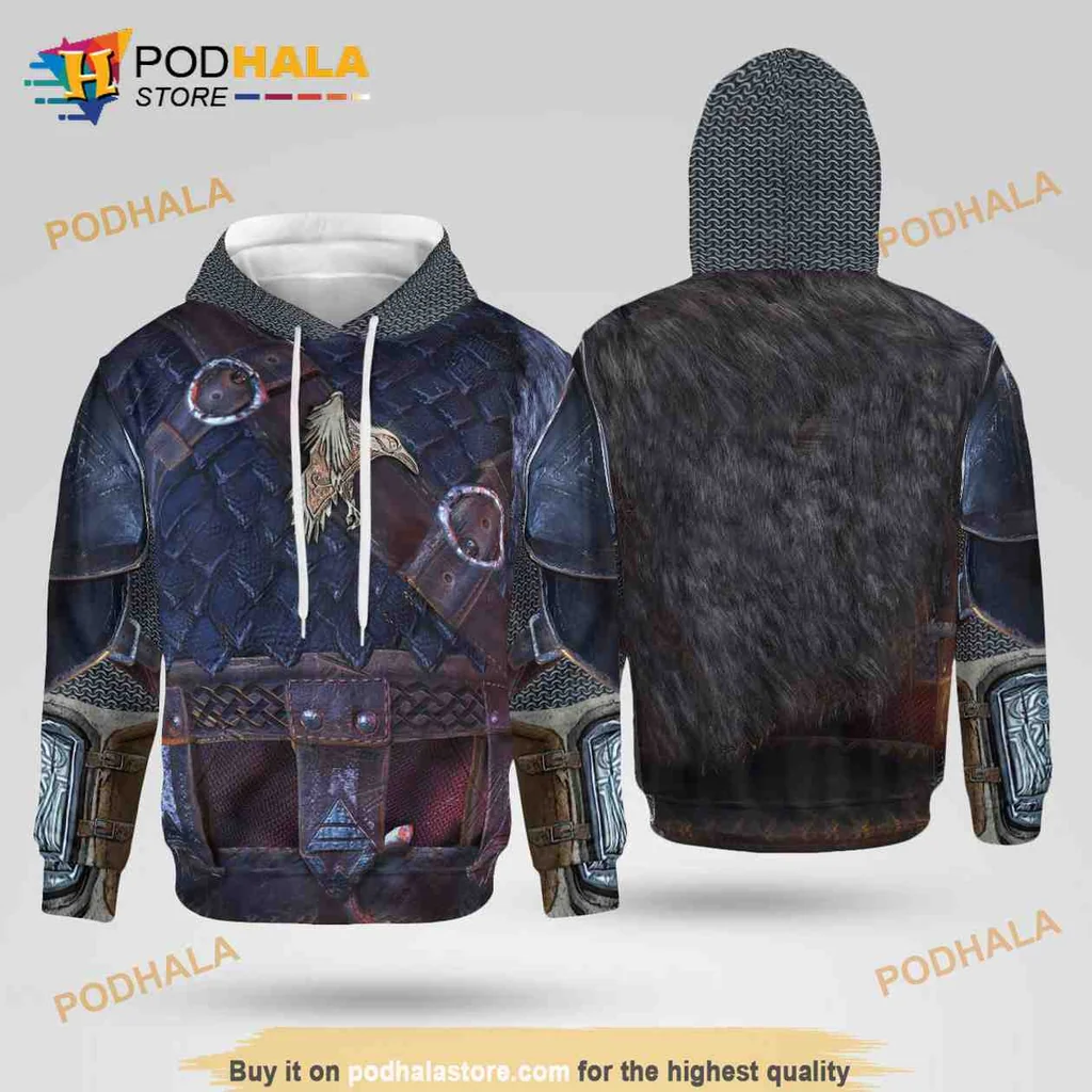 Realistic Viking Armor 3d Hoodie With Intricate Battle Ready Design