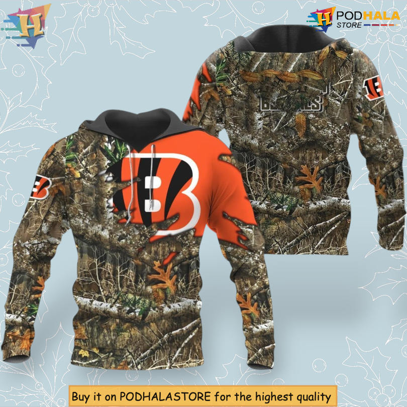 Realtree Camo Hunting Design Cincinnati Bengals Full Print Hoodie 3D NFL Apparel