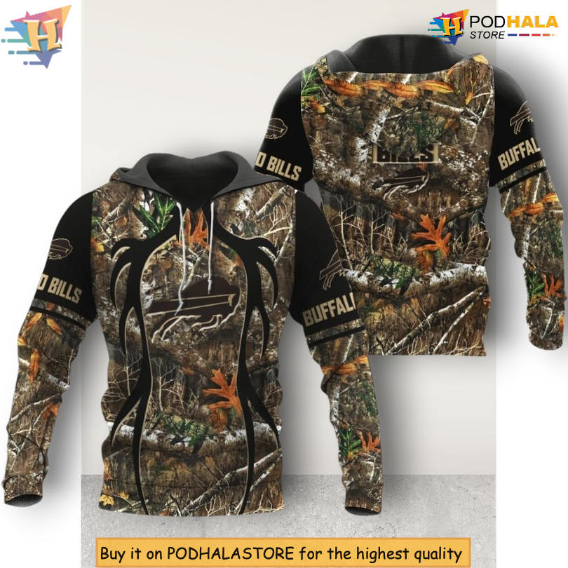Realtree Camo Team Spirit Personalized Buffalo Bills Hoodie Zip Up 3D