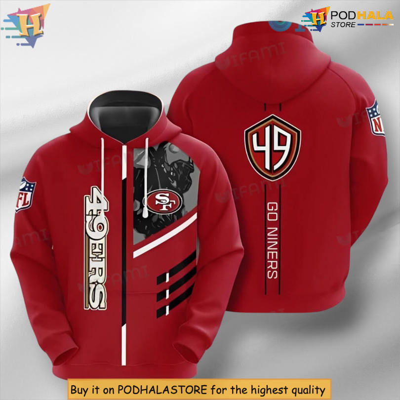Red Go Niners Theme 3D San Francisco 49ers Custom Name Hoodie For Fans