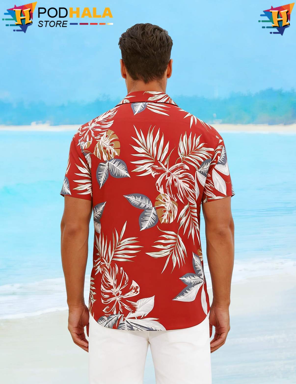 Red Leaf Tropical Shirt Tropical Mens Short Sleeve Casual Summer Beachwear Red Leaf Tropical Shirt Tropical Mens Short Sleeve Casual Summer Beachwear