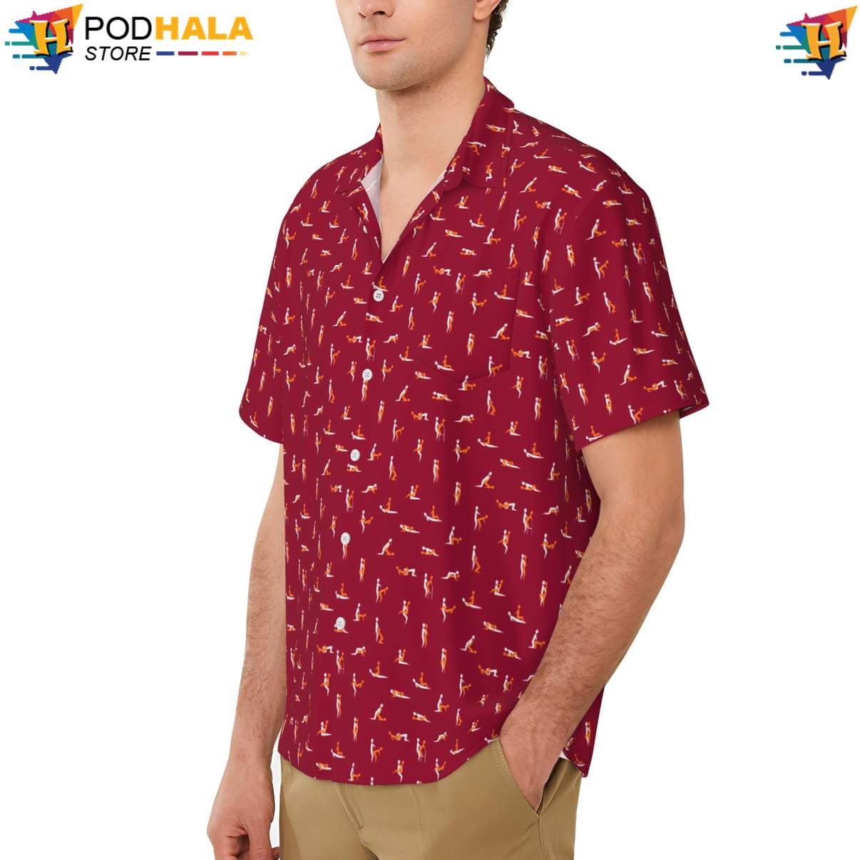 Red Love Aloha Shirt Pose Funny Mens Short Sleeve Button Up Beachwear Red Love Aloha Shirt Pose Funny Mens Short Sleeve Button Up Beachwear