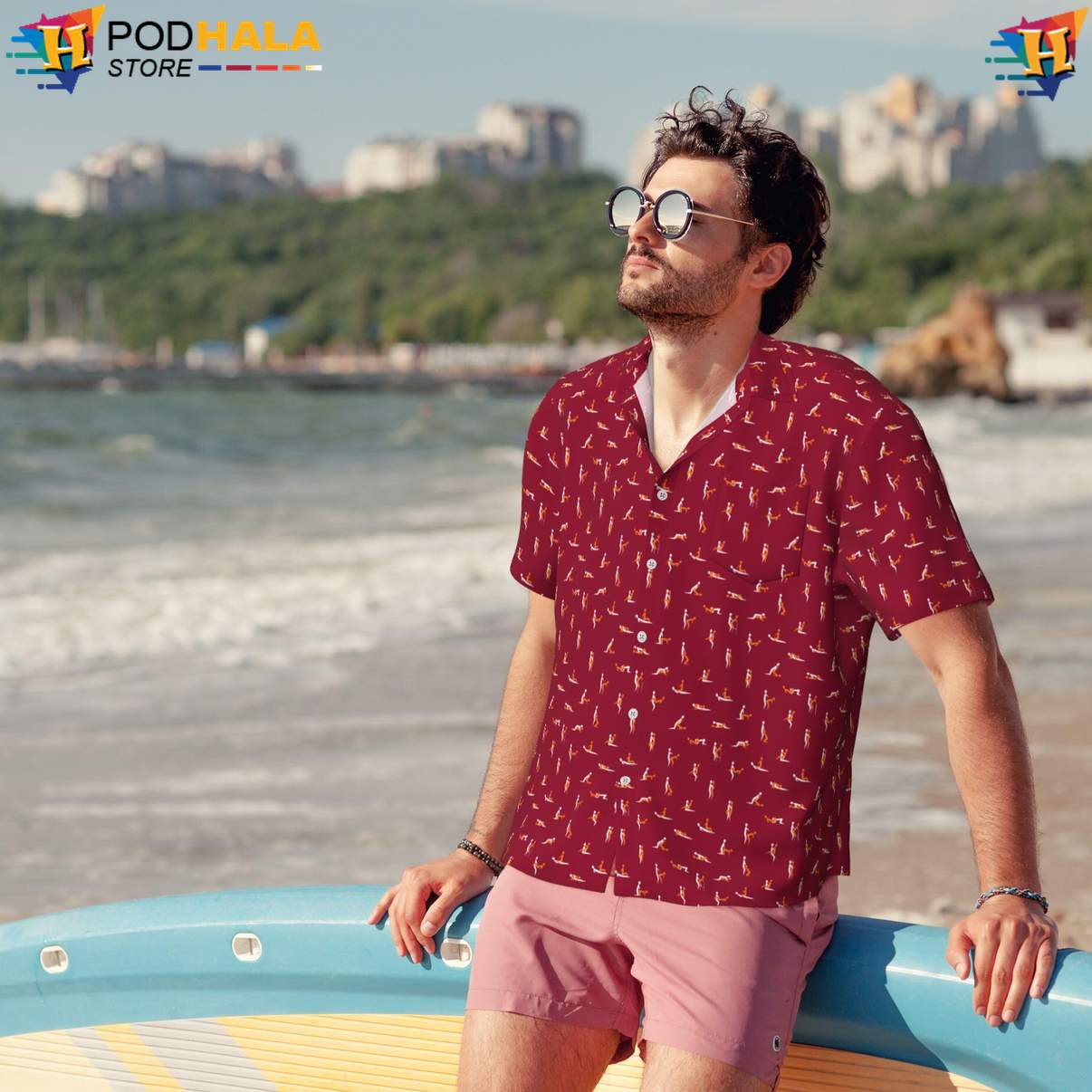 Red Love Tropical Shirt Pose Funny Mens Short Sleeve Button Up Beachwear Red Love Tropical Shirt Pose Funny Mens Short Sleeve Button Up Beachwear