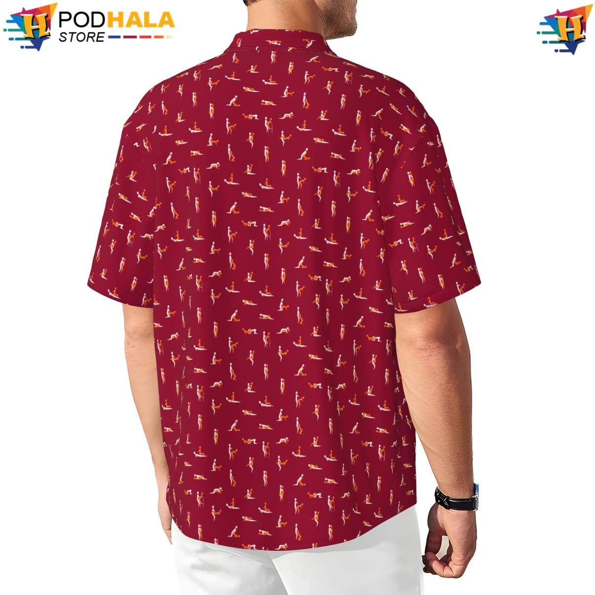 Red Love Short-sleeve button-up shirt Pose Funny Mens Short Sleeve Button Up Beachwear Red Love Short-sleeve button-up shirt Pose Funny Mens Short Sleeve Button Up Beachwear