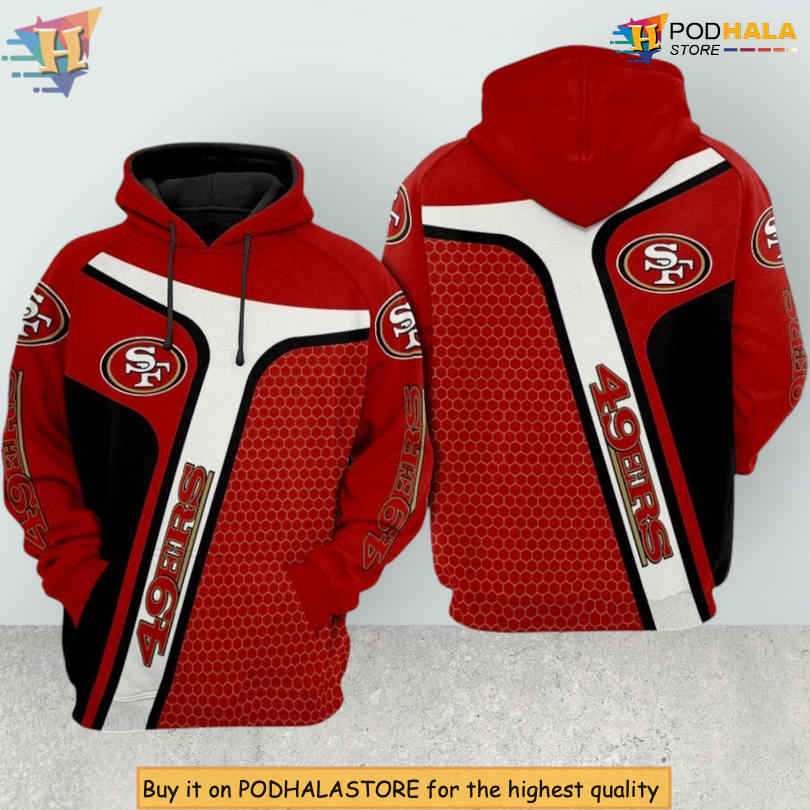 Red Striped Graphic 3D San Francisco 49ers Hoodies For Loyal Football Fans
