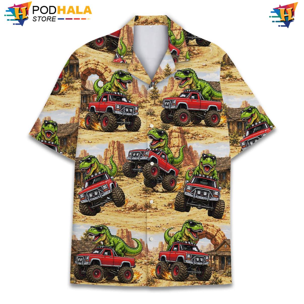 Red TRex Fire Tropical Shirt Mens Novelty Beach Festival Island Vibe Outfit Red TRex Fire Tropical Shirt Mens Novelty Beach Festival Island Vibe Outfit
