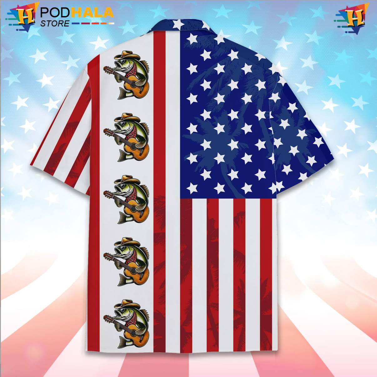 Red USA Fishing Flag Tropical Shirt Mens Patriotic Fourth Of July Apparel Red USA Fishing Flag Tropical Shirt Mens Patriotic Fourth Of July Apparel