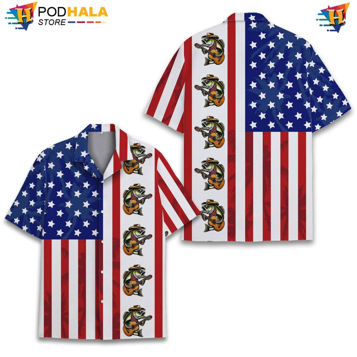 Red USA Fishing Flag Aloha Shirt Mens Patriotic Fourth Of July Apparel Red USA Fishing Flag Aloha Shirt Mens Patriotic Fourth Of July Apparel
