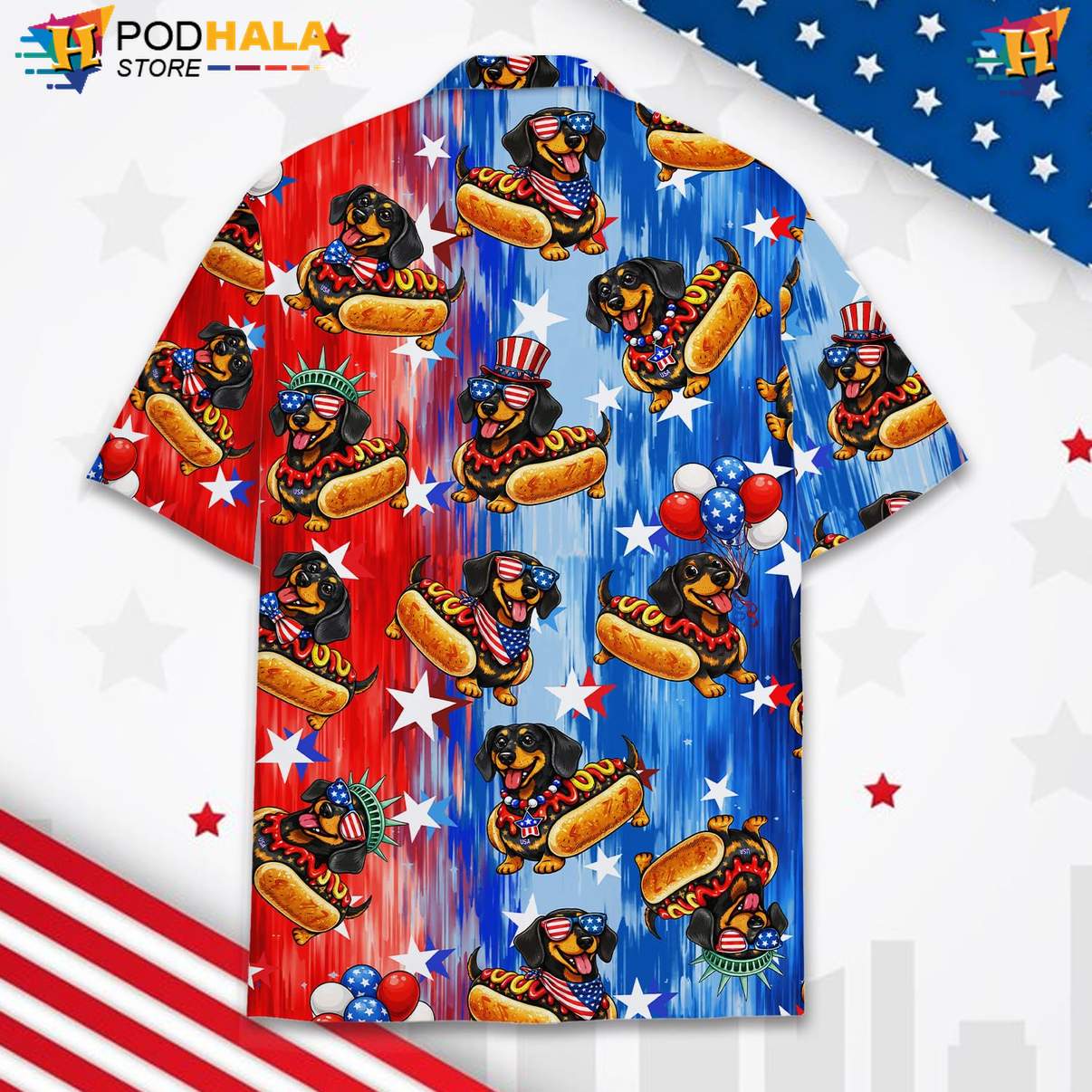 Red USA Flag Hotdog Tropical Shirt Mens Patriotic Fourth Of July Cookout Red USA Flag Hotdog Tropical Shirt Mens Patriotic Fourth Of July Cookout