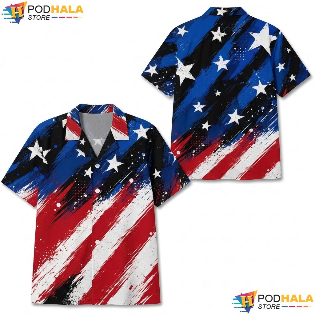 Red White Blue American Flag Hawaiian Shirt Proud Celebration Apparel