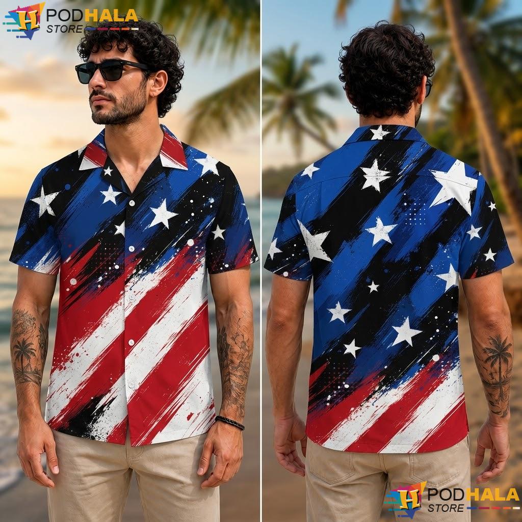 Red White Blue American Flag Aloha Shirt Proud Celebration Apparel Red White Blue American Flag Aloha Shirt Proud Celebration Apparel