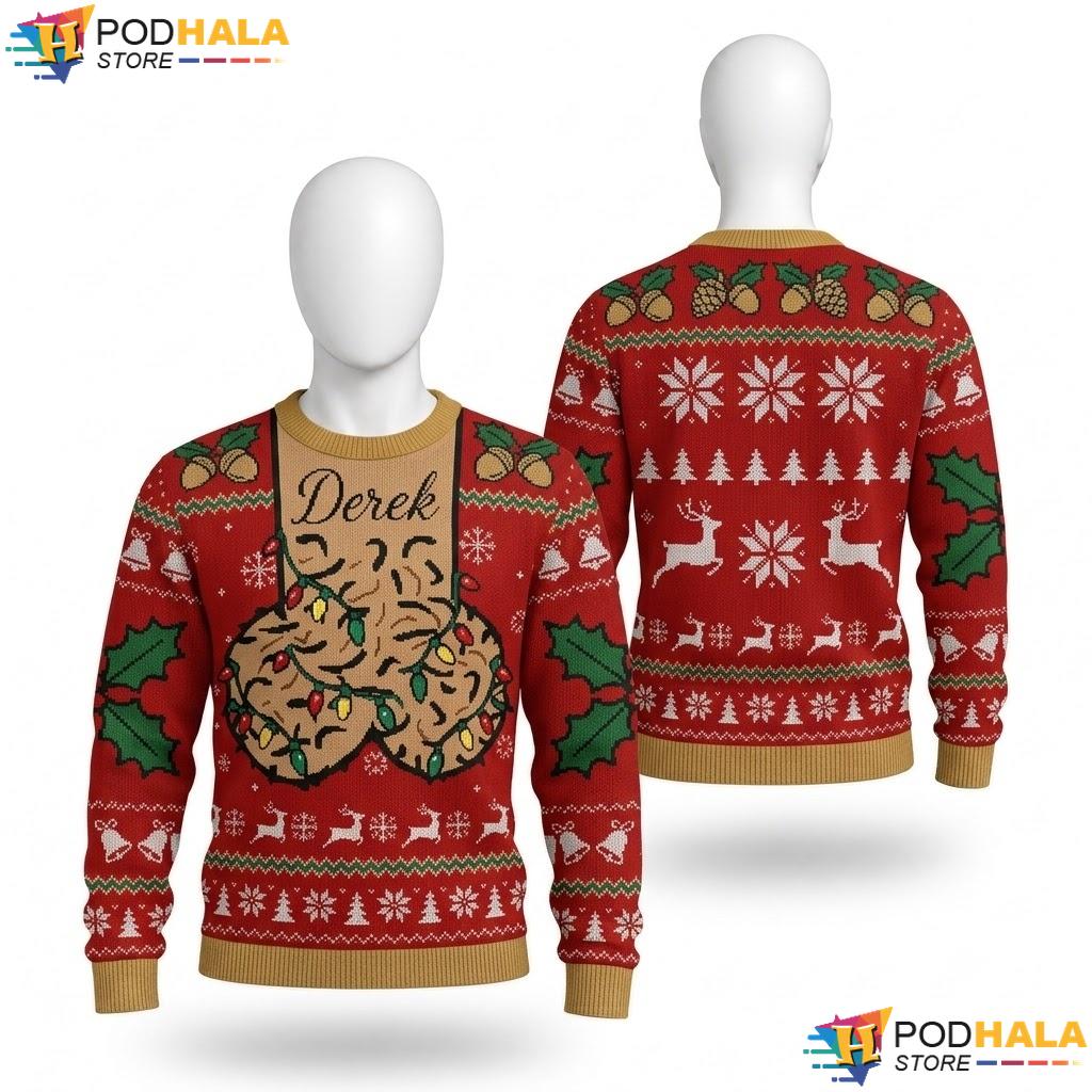Reindeer Derek Jingle Balls Ugly Xmas Sweater Personalized Christmas
