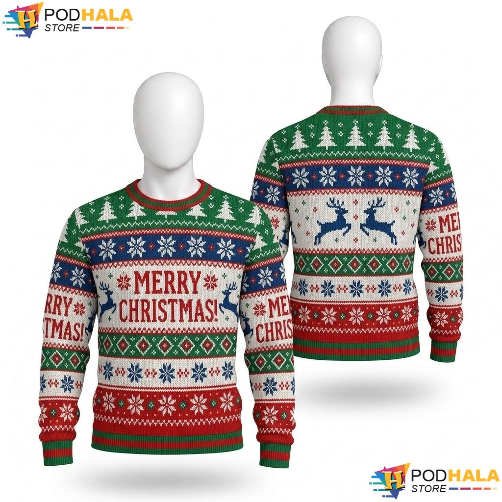 Reindeer Merry Festive Ugly Xmas Sweater Proud Christmas Graphic Top