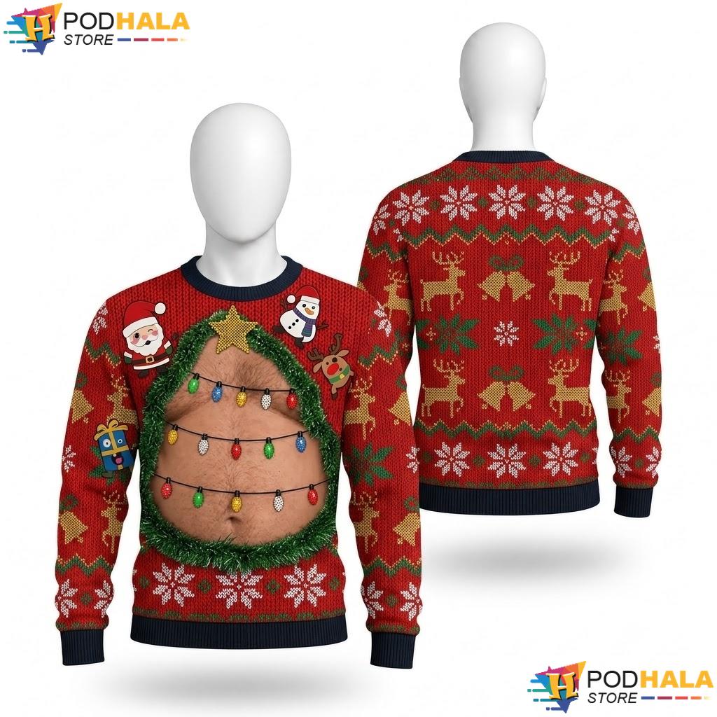 Reindeer Santa Tree Vintage Xmas Sweater Funny Holiday Parties Outfit