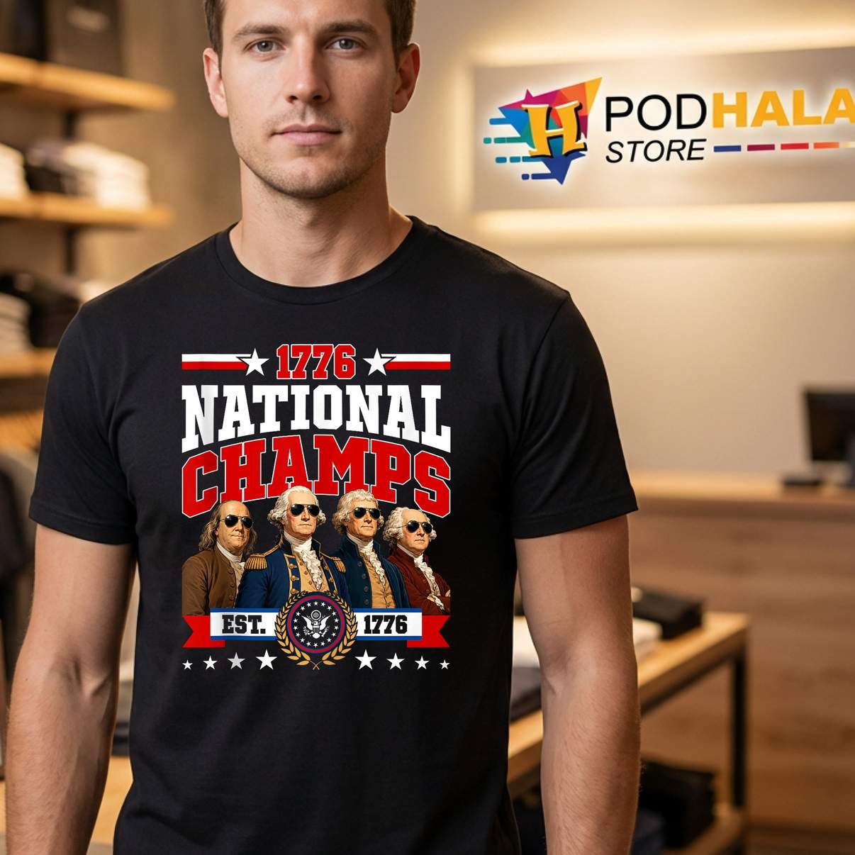 Retro 1776 National Champs Presidents Tank Top USA American July 4th - View 1 Retro 1776 National Champs Presidents Tank Top USA American July 4th - View 1