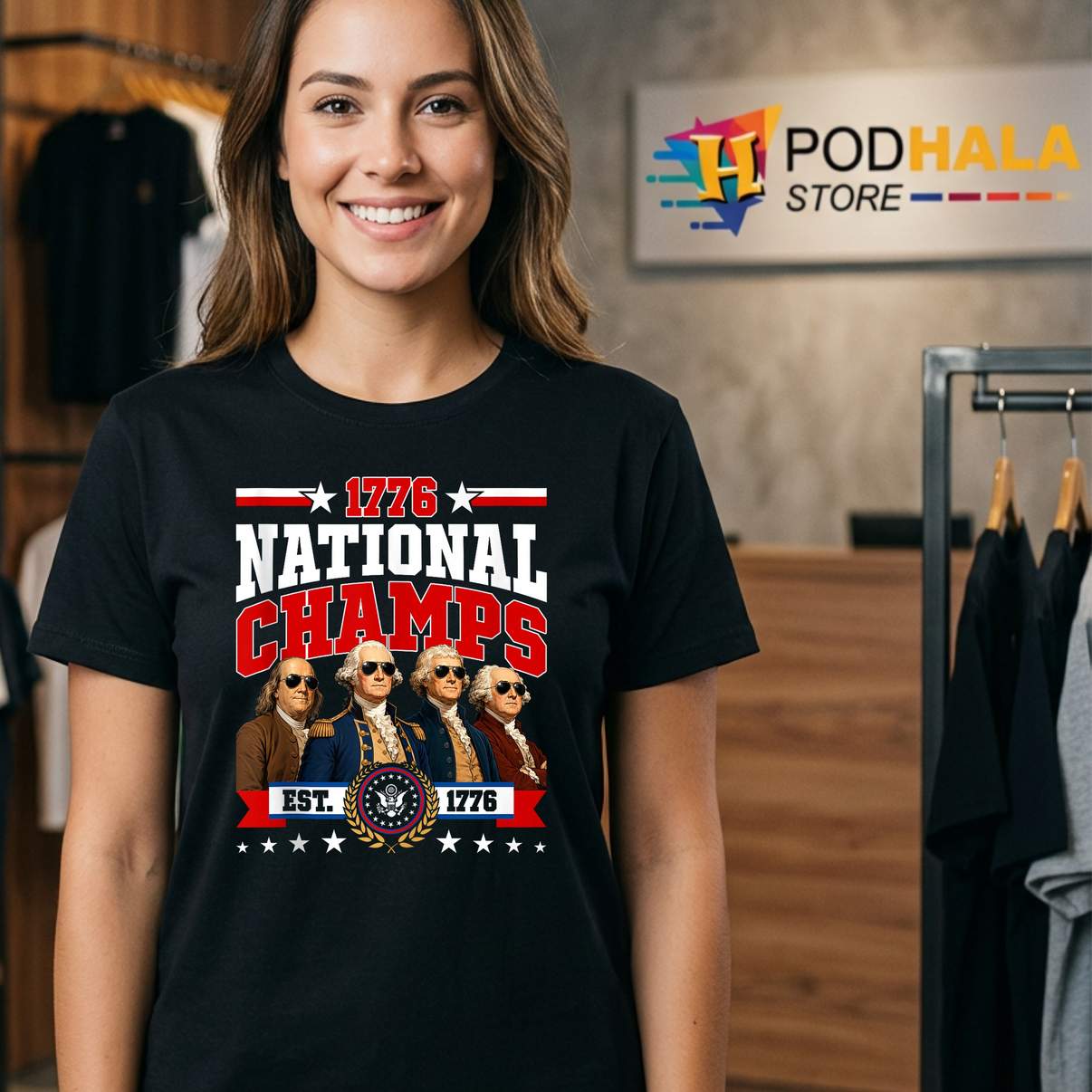Retro 1776 National Champs Presidents Tank Top USA American July 4th - View 3 Retro 1776 National Champs Presidents Tank Top USA American July 4th - View 3