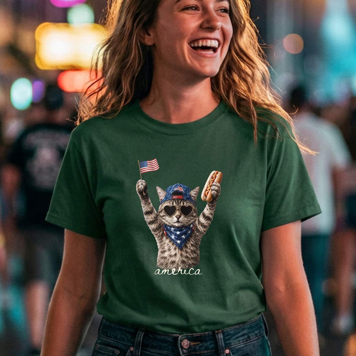 Retro Cat Hot Dog Tee Funny America Lovers Patriotic US Flag Graphic Gear Retro Cat Hot Dog Tee Funny America Lovers Patriotic US Flag Graphic Gear