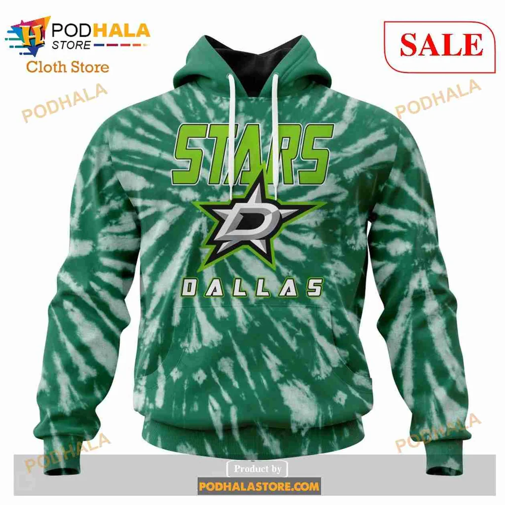 Retro Dallas Stars Tie Dye Hoodie, Vibrant 3d Sweatshirt For Nhl Fans