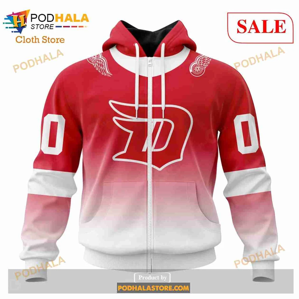 Retro Detroit Red Wings All Over Print Hoodie With Gradient Design And Wing Motifs Retro Detroit Red Wings All Over Print Hoodie With Gradient Design And Wing Motifs