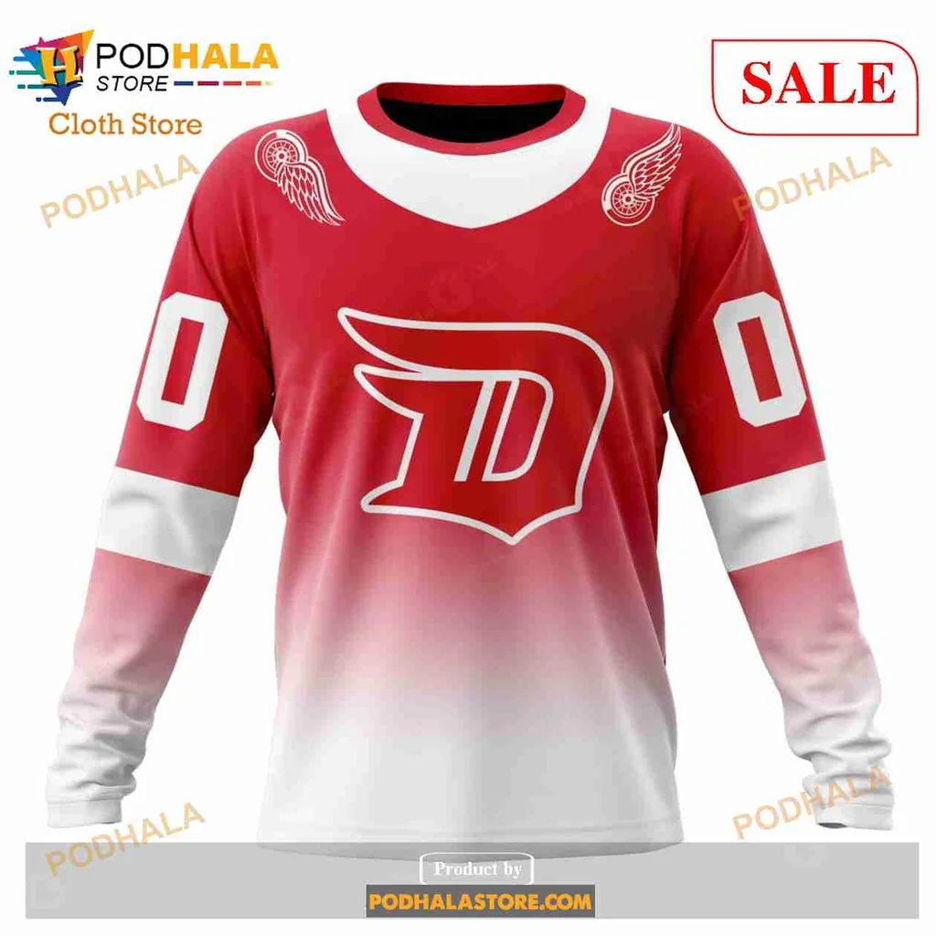 Retro Detroit Red Wings 3D Print Hoodie With Gradient Design And Wing Motifs Retro Detroit Red Wings 3D Print Hoodie With Gradient Design And Wing Motifs