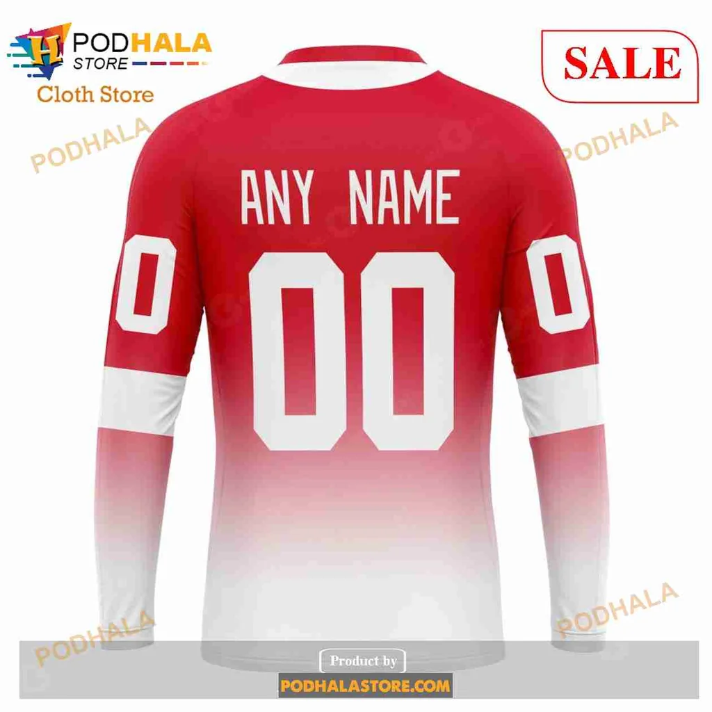 Retro Detroit Red Wings 3d Hoodie With Gradient Design And Wing Motifs - Product View 5 Retro Detroit Red Wings 3d Hoodie With Gradient Design And Wing Motifs - Product View 5