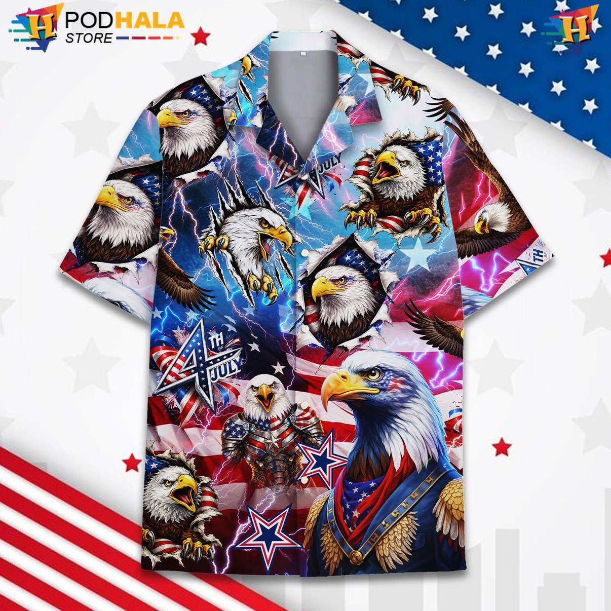 Retro Eagle Tropical Shirt Multicolor Mens Short Sleeve Summer Beach Top Retro Eagle Tropical Shirt Multicolor Mens Short Sleeve Summer Beach Top