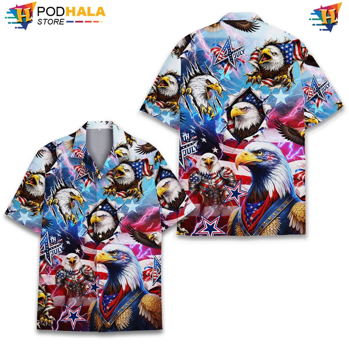 Retro Eagle Short-sleeve button-up shirt Multicolor Mens Short Sleeve Summer Beach Top Retro Eagle Short-sleeve button-up shirt Multicolor Mens Short Sleeve Summer Beach Top